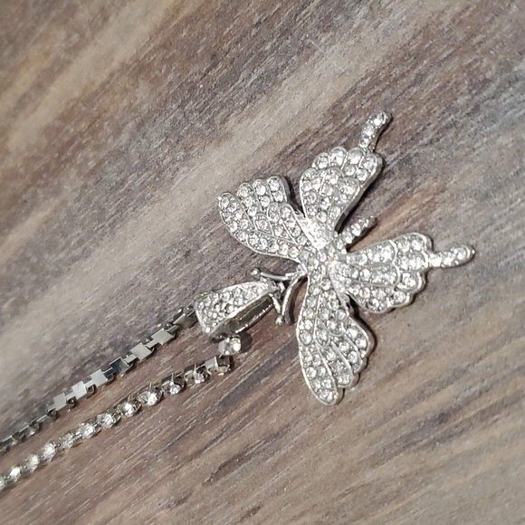 New Butterfly Pendant Necklace Rhinestone Chain Crystal - Picture 5 of 8